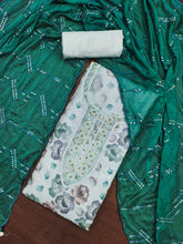 Teal Green Floral handwork viscose Unstitched suit For Navratri Nights